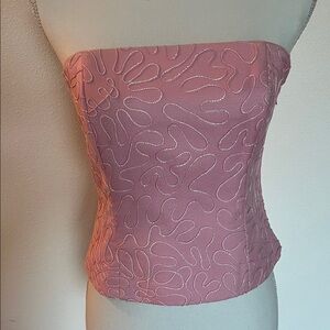 Pink silk & cotton corset bustier top w/ boning ..gorgeous by J. McLaughlin.